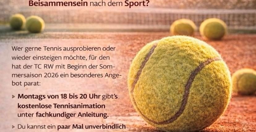 Am 4. Mai beginnt wieder die Tennisanamiation beziehungsweise das Schnuppertennis bei uns!